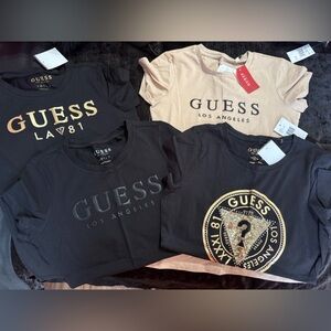 GUESS Logo Tee - Black and Blush